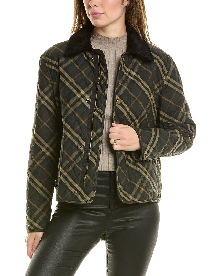 Burberry Cropped Check Quilted Barn Jacket Regular 8 (M) Green