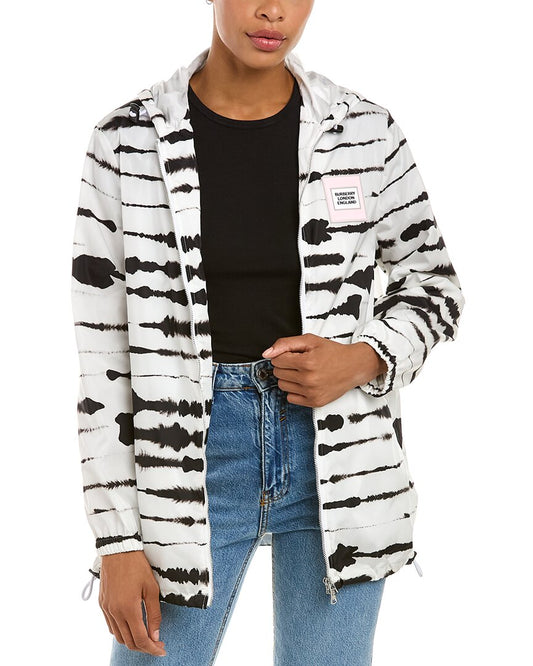 Burberry Watercolour Print Econyl Hooded Parka 40 Black