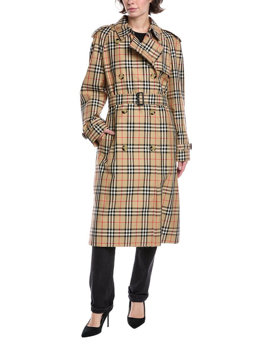 Burberry Check Trench Coat Beige