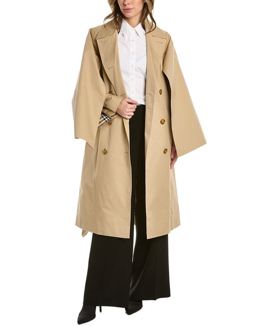 Burberry Gabardine Trench Coat 8 Brown Multi