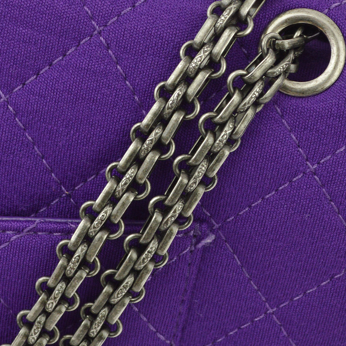 Chanel Purple Cotton 2.55 Classic Double Flap Shoulder Bag