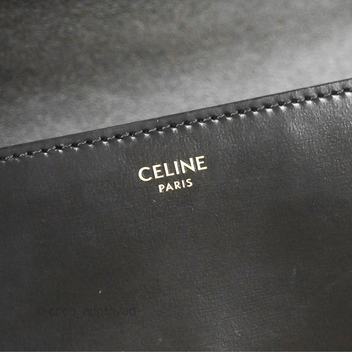 Celine Triomphe Chain Shoulder Bag Black Shiny Calfskin
