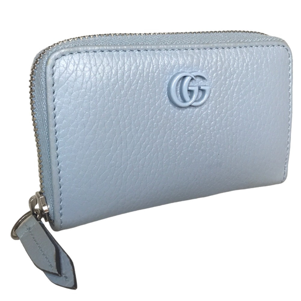 GUCCI Coin case 644412 2104 leather Light blue Compact wallet Double G Zip Around Women(Unisex) Used