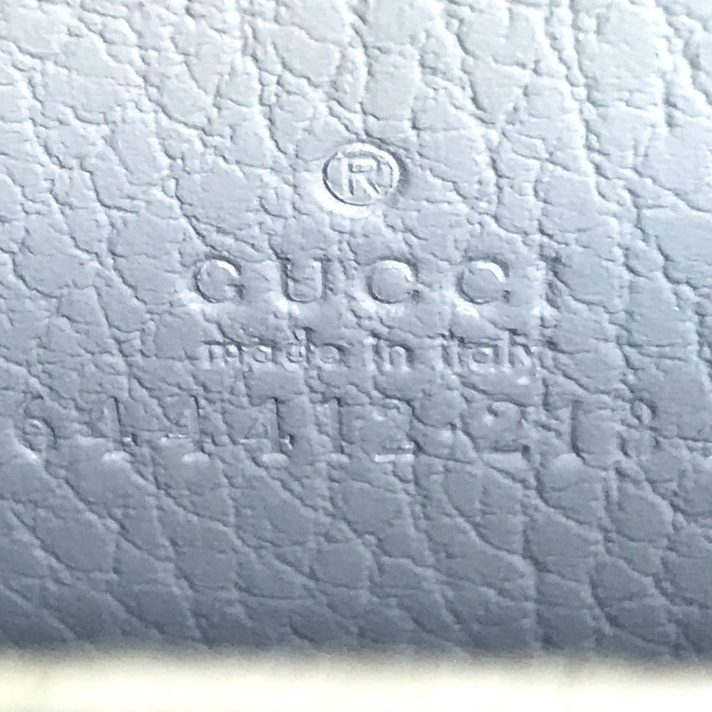 GUCCI Coin case 644412 2104 leather Light blue Compact wallet Double G Zip Around Women(Unisex) Used
