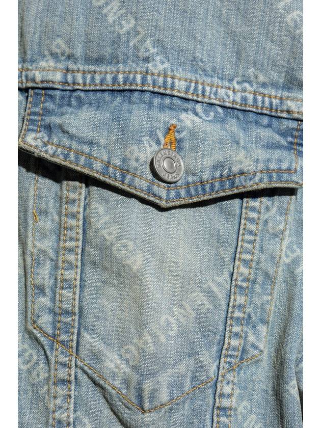 Luxury Balenciaga  Logo Print Denim Jacket Blue