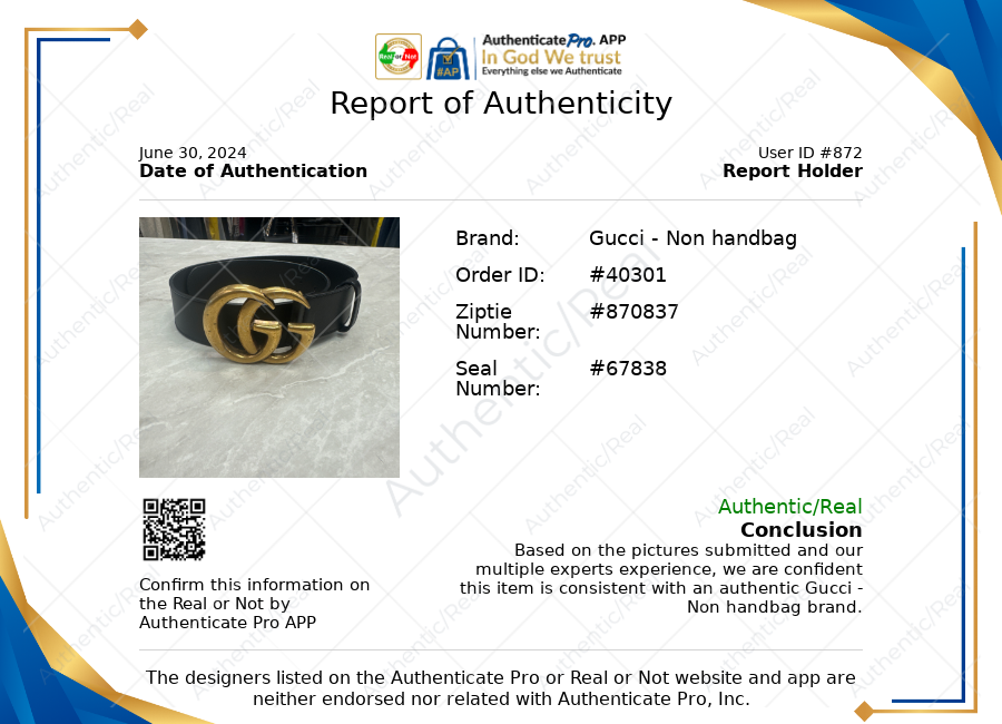 Belt Luxury Designer Gucci, Size 01 Piece