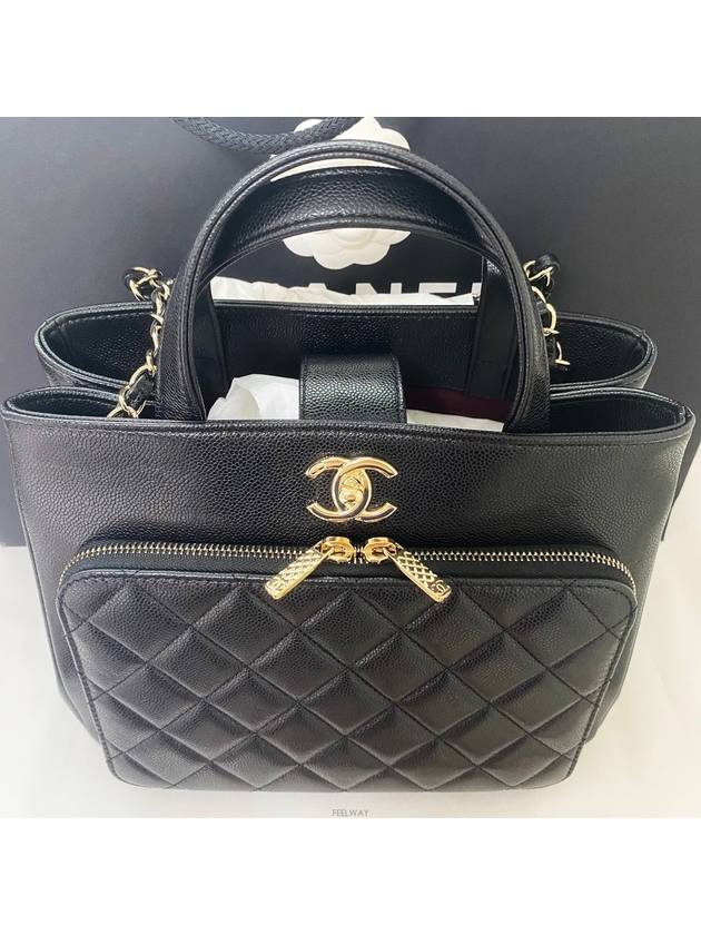 Gold Hardware Small Grained Calfskin Tote Bag Black Chanel