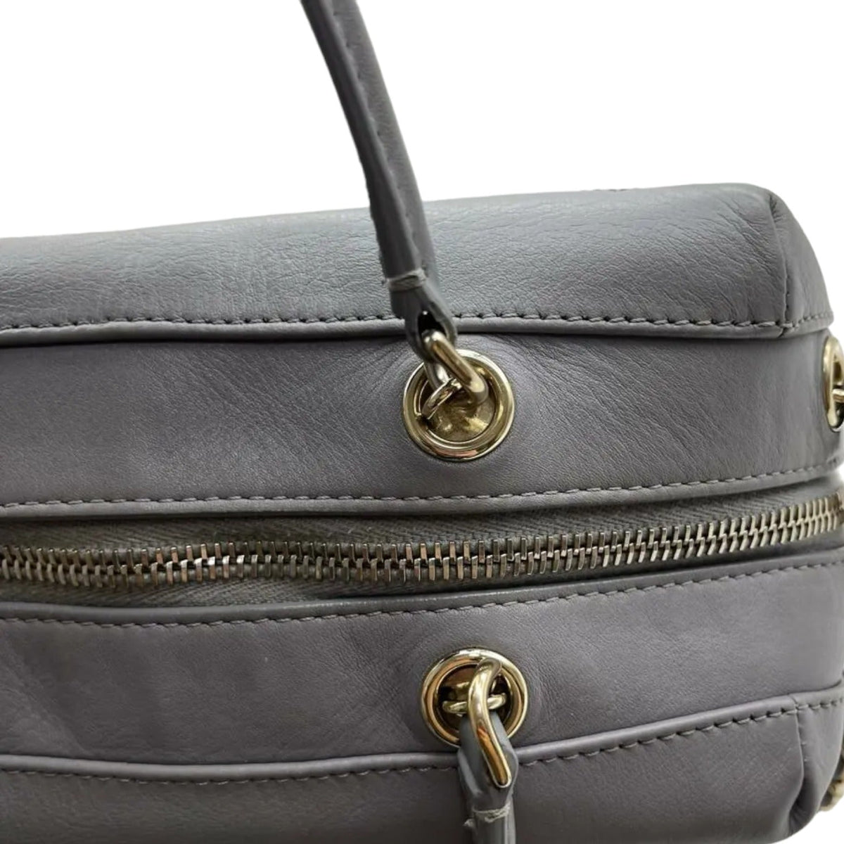 Enamel CC Vanity Bowling Caviar Quilted Grey GHW