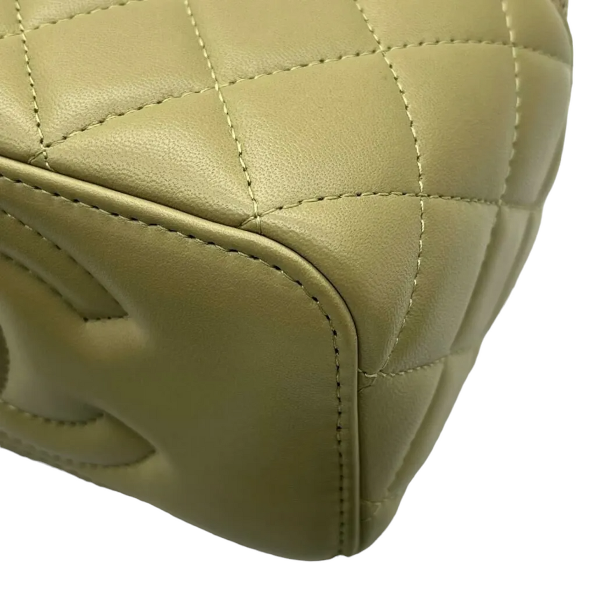 Lambskin Small Chain Top Handle Vanity Case Avocado Green GHW