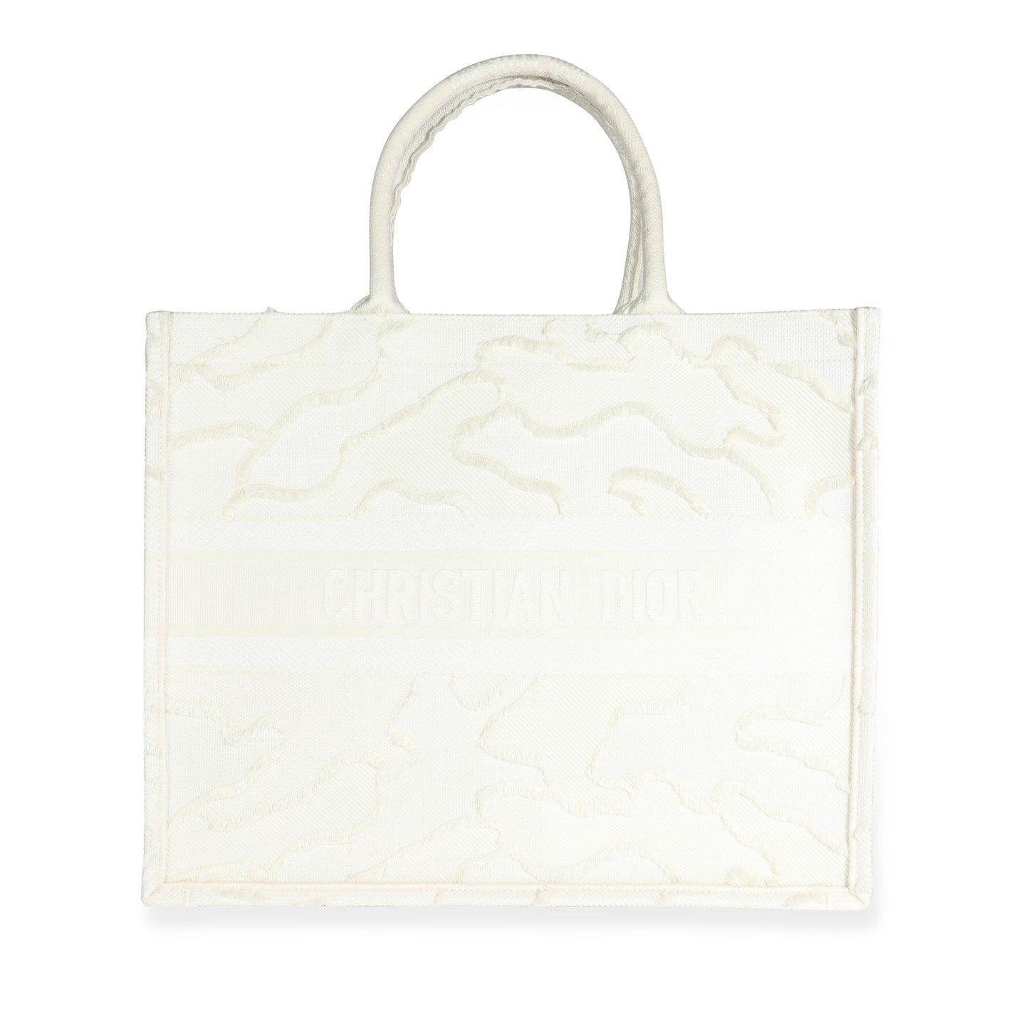 CHRISTIAN DIOR White Camouflage Embroidery Large Book Tote