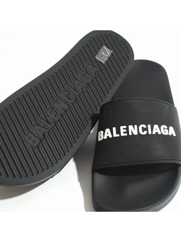 Luxury Balenciaga  Men's Logo Full Slippers Black