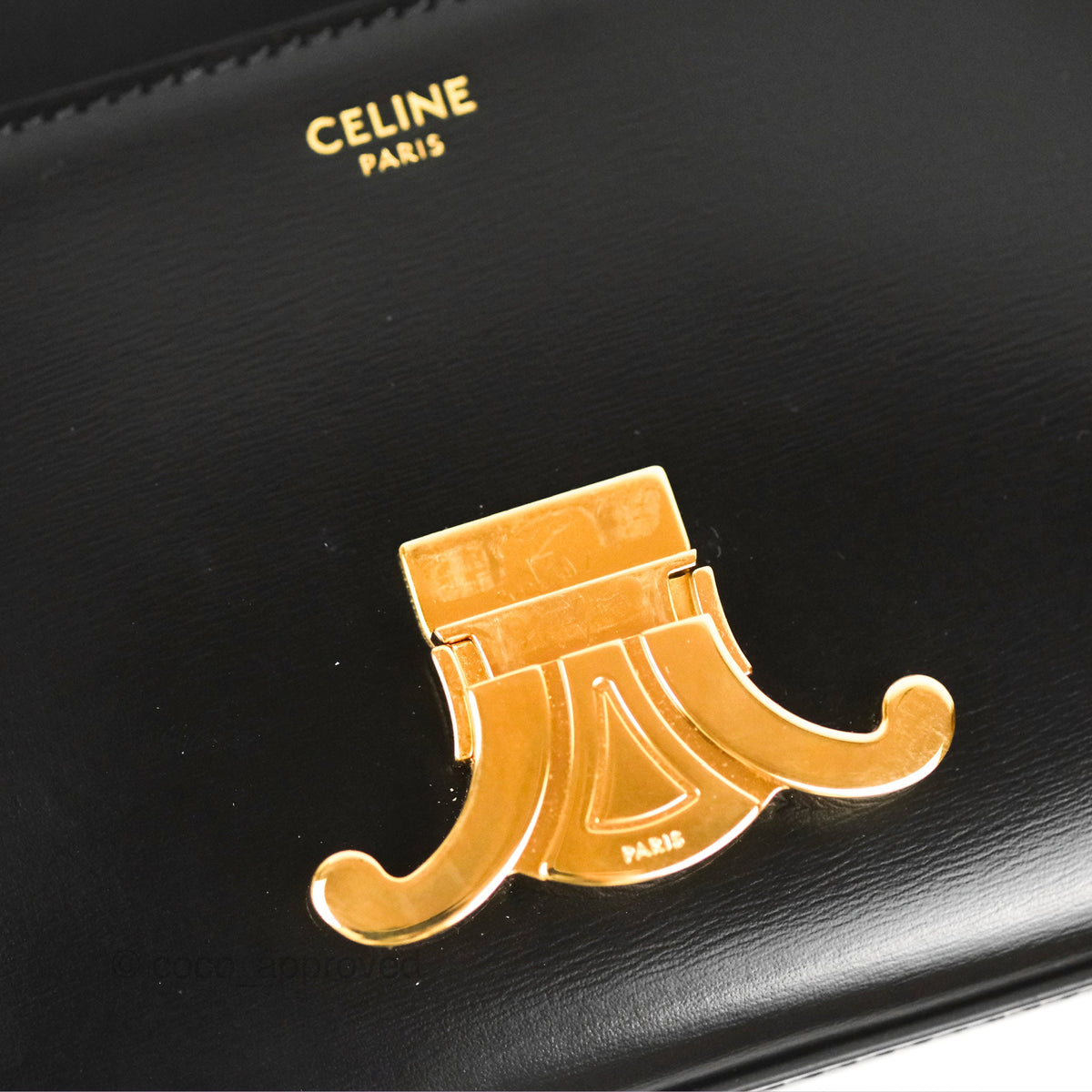 Celine Triomphe Shoulder Bag Black Calfskin