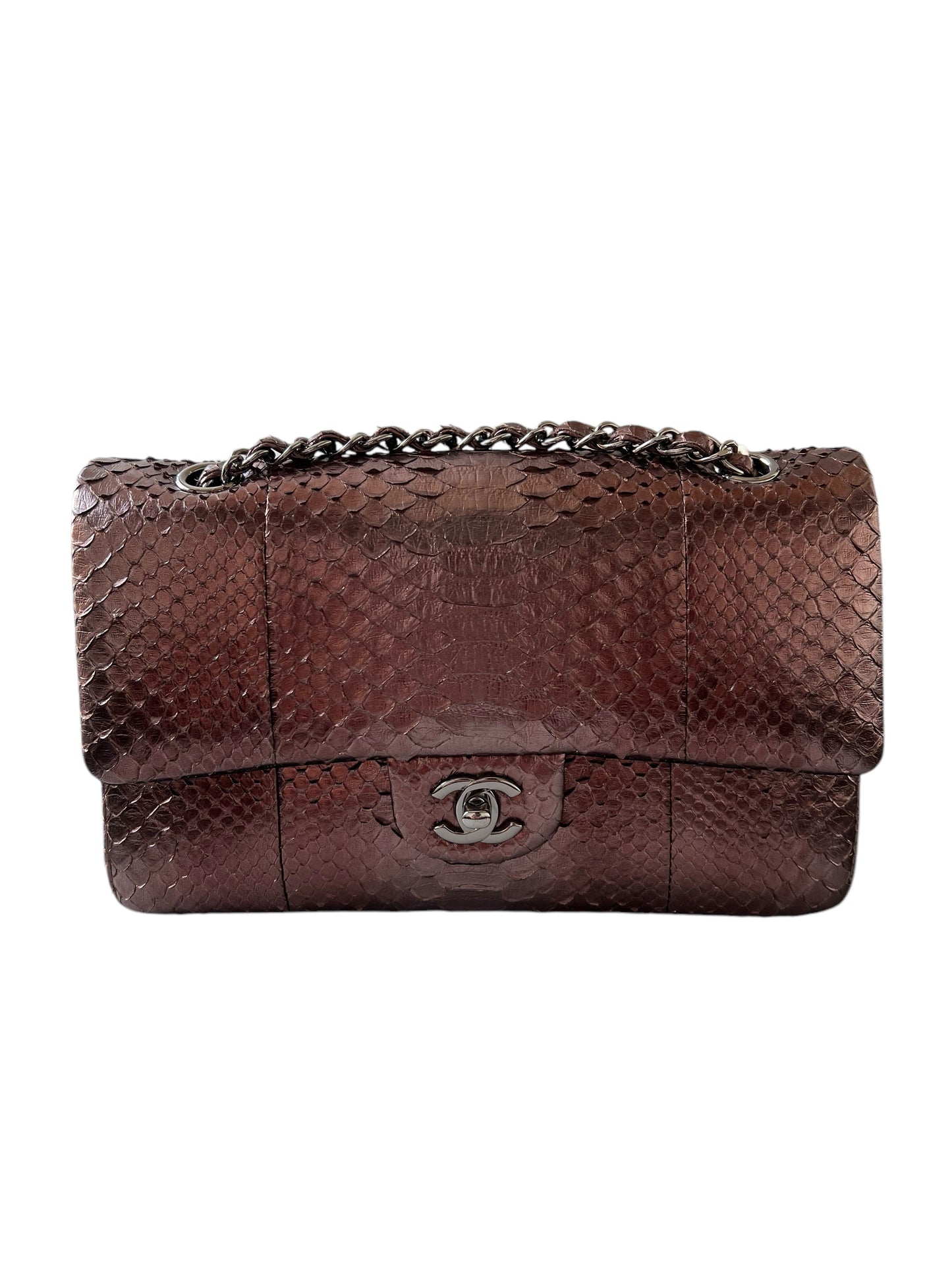 Chanel Classic MediumFlap Metallic Bronze Python PHW SYCYR191