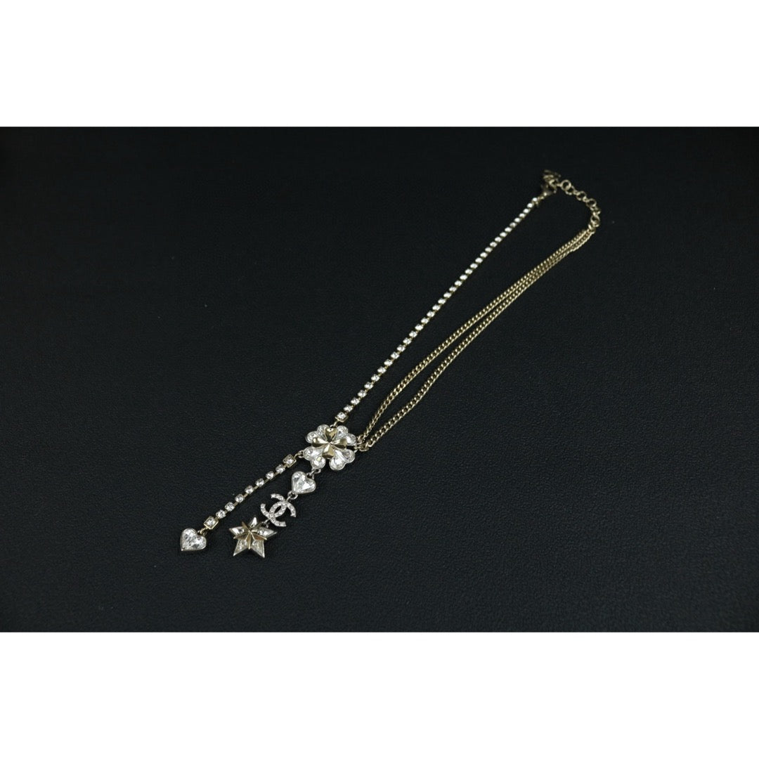 Excellent（Rank SA）｜ CHANEL Coco Mark Four leaf clover Rhinestone Necklace｜X25030108