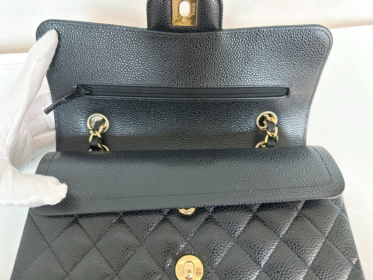 Chanel Small Classic Quilted Caviar Double Flap Bag Black