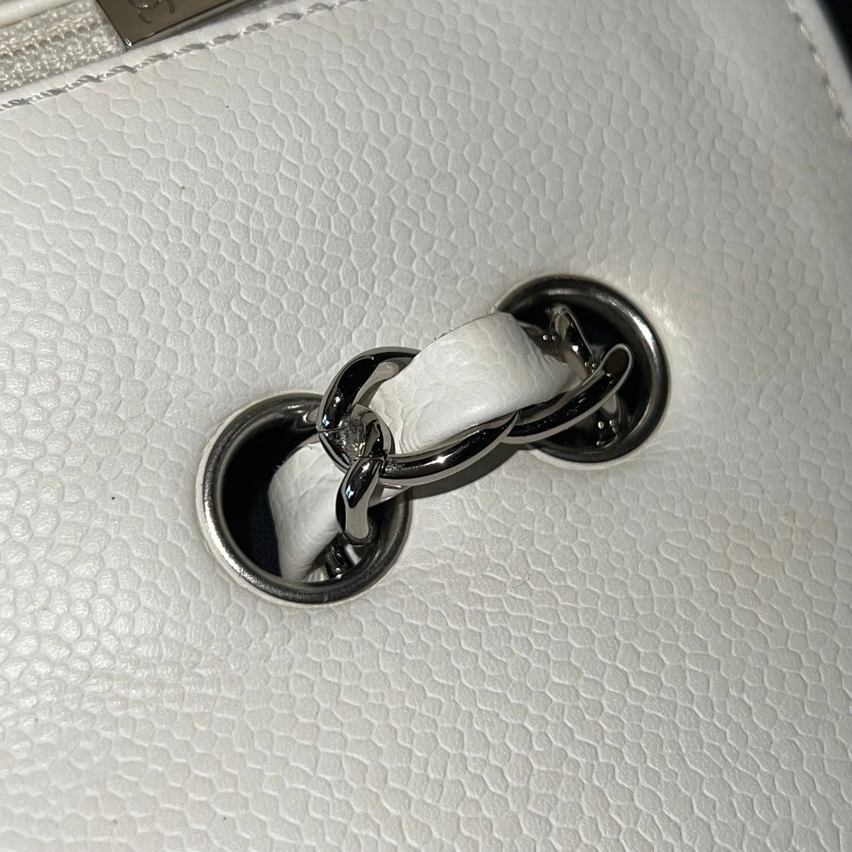 CHANEL Vintage Classic Jumbo White Caviar Single Flap