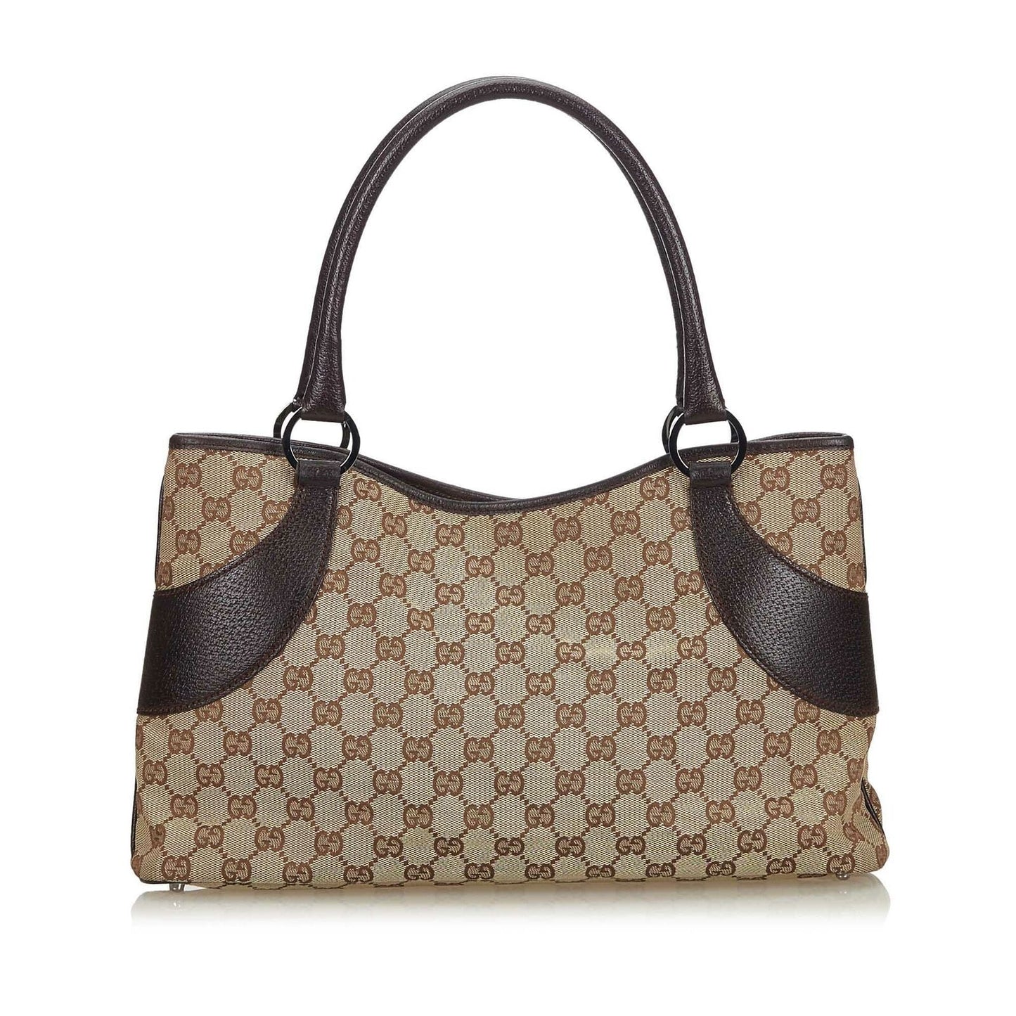 G*G Brown Canvas Fabric GG Tote Bag Italy