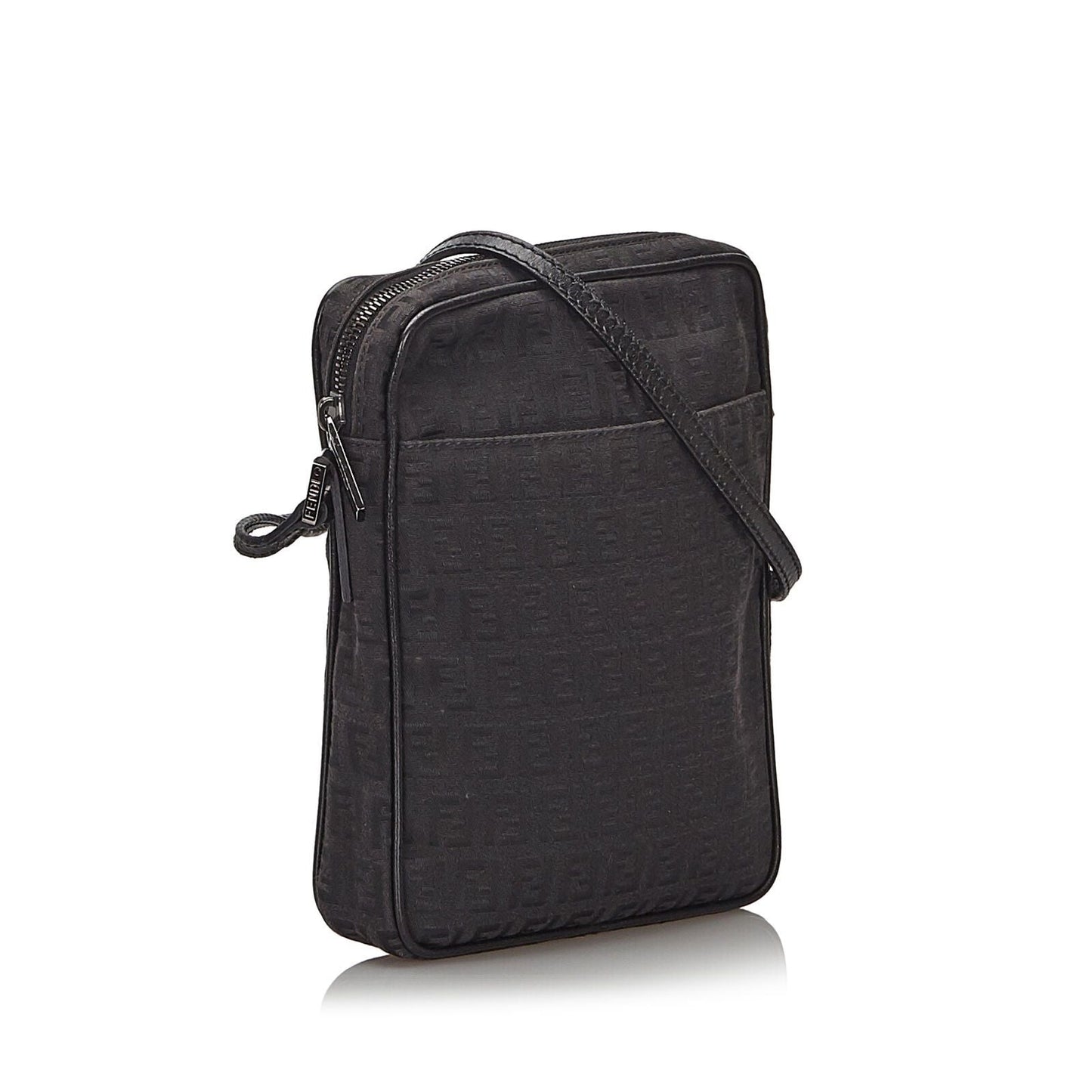 Fendi Black Canvas Fabric Zucchino Crossbody Bag Italy