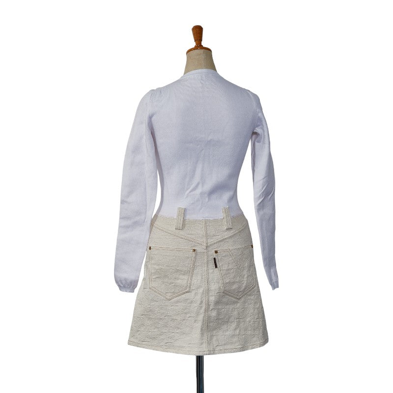 Louis Vuitton Monogram Long-Handy One Piece ize: XS White Beige Cotton Nylon Polyurethane Lady Louis Vuitton