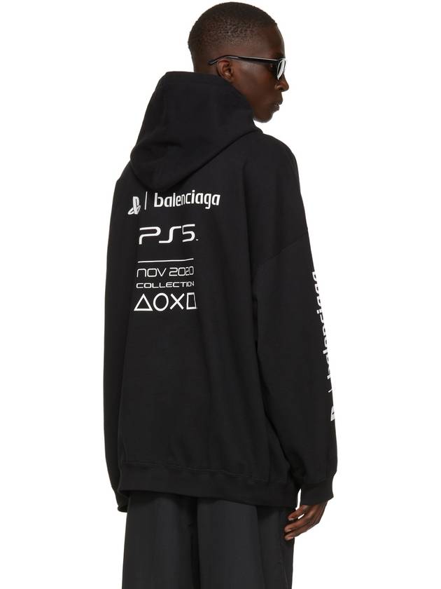 Luxury Balenciaga  PS5 Boxy Logo Print Overfit Hoodie Black