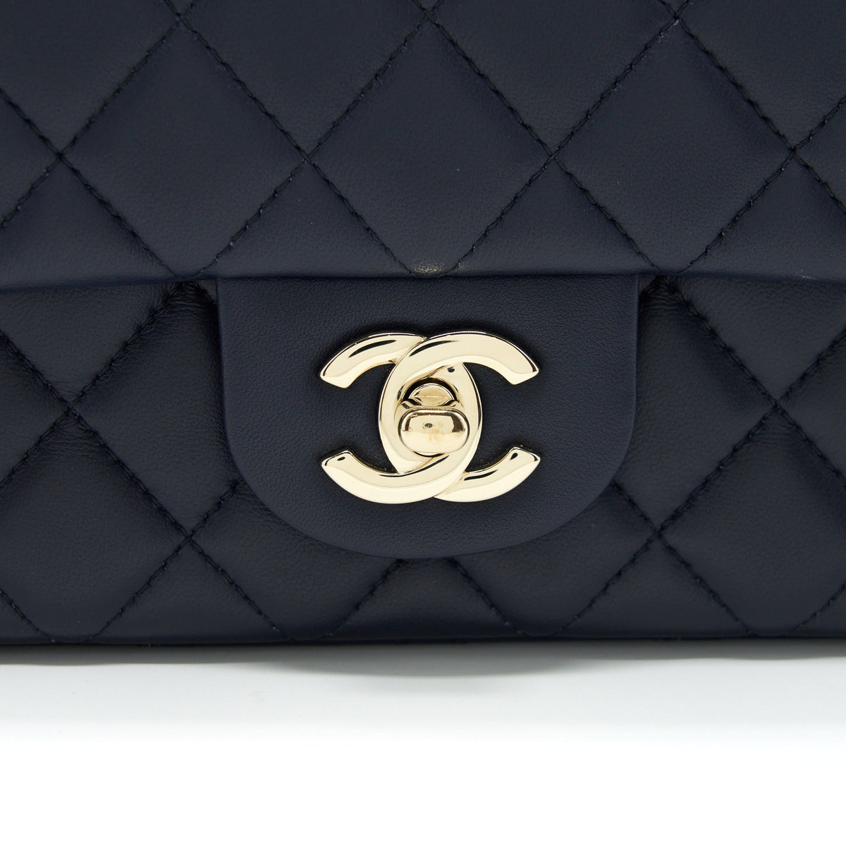 Chanel Mini Rectangular Flap Bag Lambskin Navy LGHW