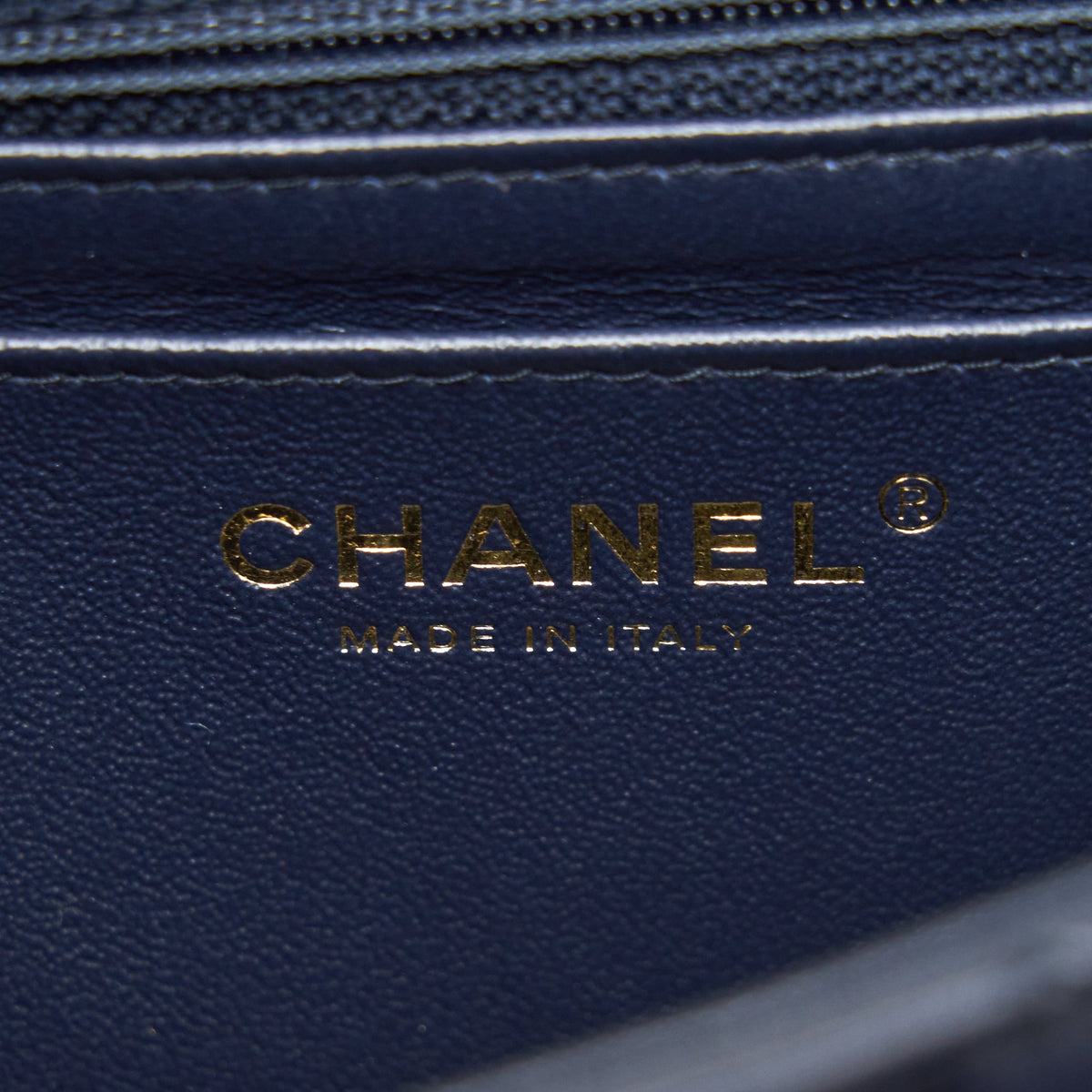 Chanel Mini Rectangular Flap Bag Lambskin Navy LGHW
