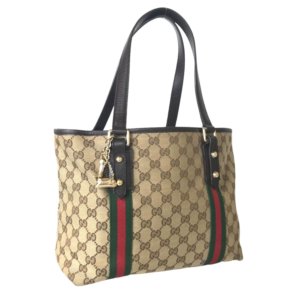GUCCI Tote Bag 137396 205027 GG canvas beige Handbag Sherry line Women Secondhand