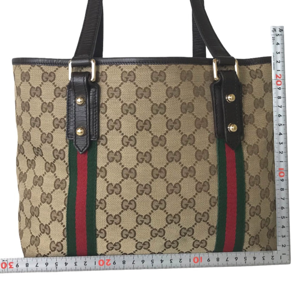 GUCCI Tote Bag 137396 205027 GG canvas beige Handbag Sherry line Women Secondhand