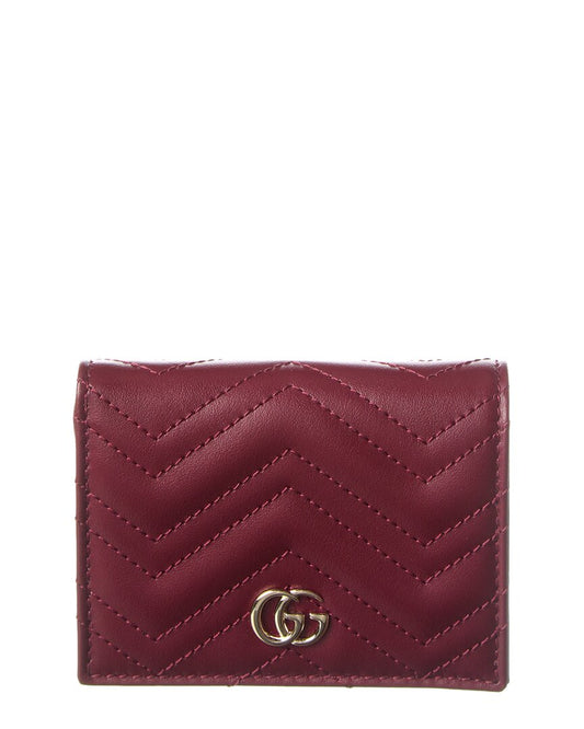 Gucci Gg Marmont Leather Card Case, Red
