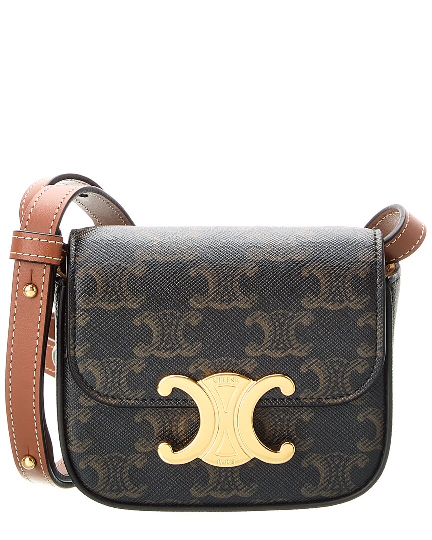 Celine Claude Mini Triomphe Coated Canvas & Leather Shoulder Bag