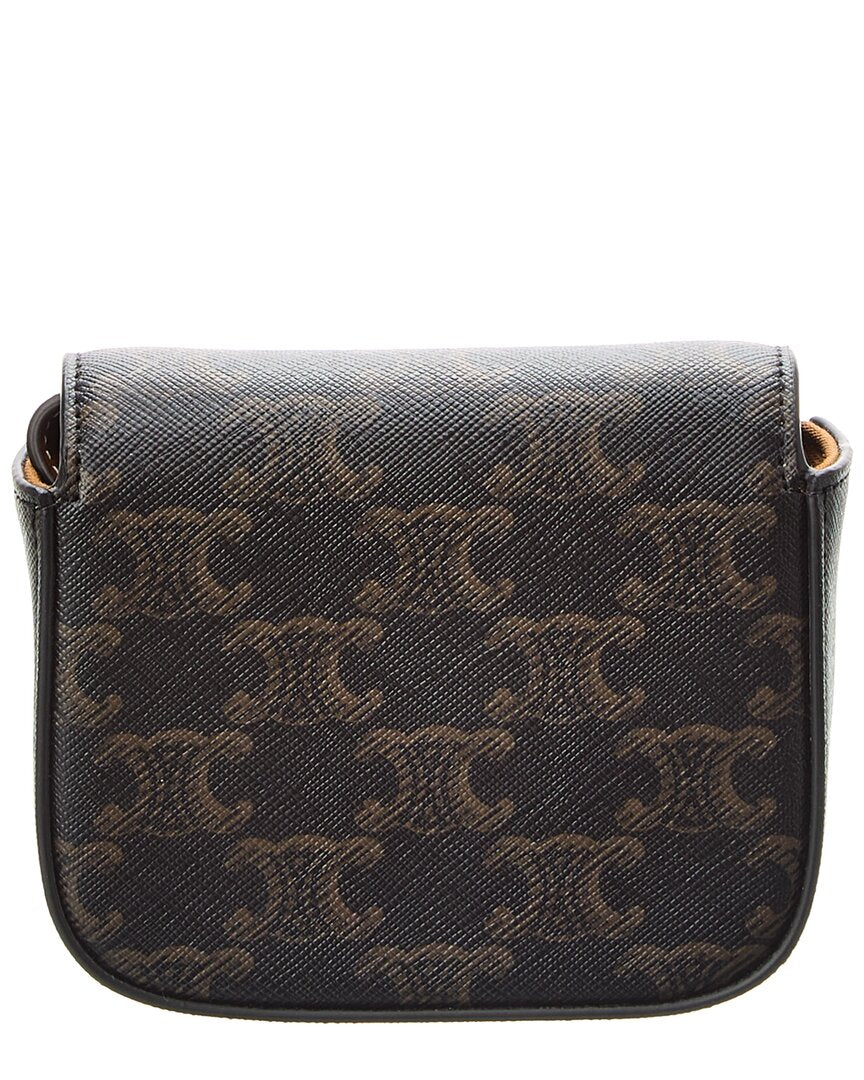 Celine Claude Mini Triomphe Coated Canvas & Leather Shoulder Bag