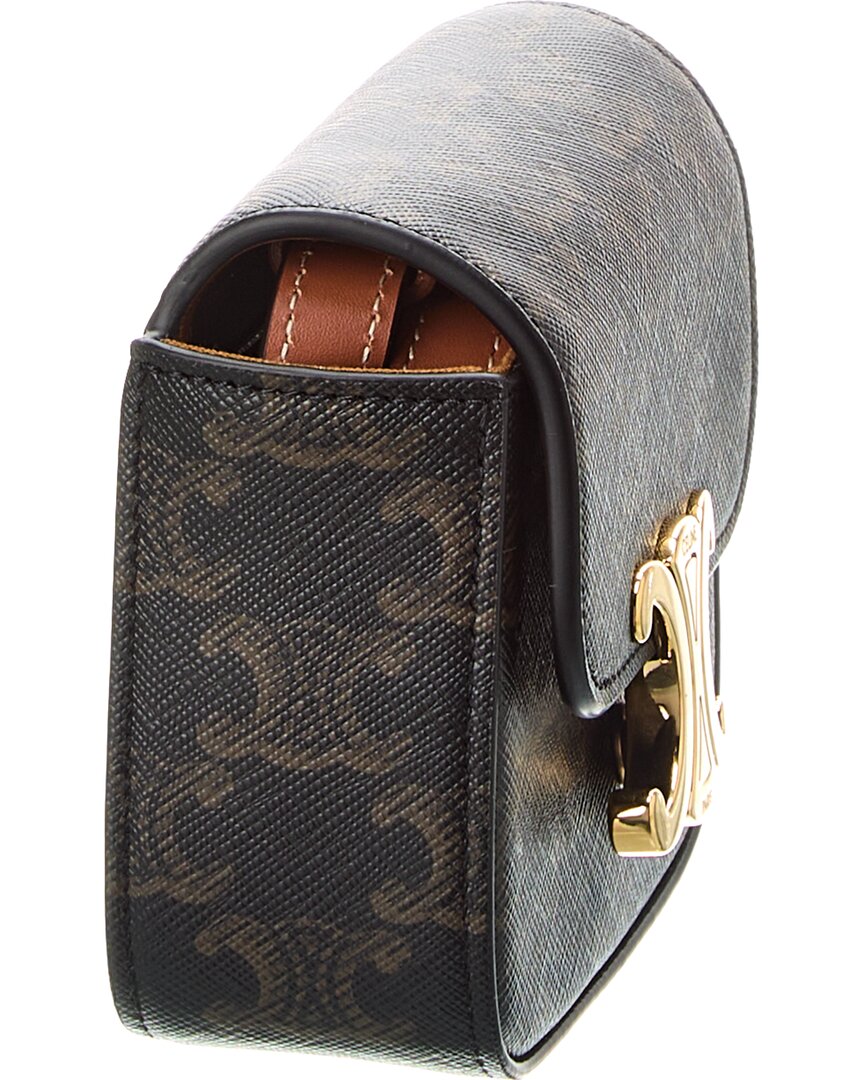 Celine Claude Mini Triomphe Coated Canvas & Leather Shoulder Bag