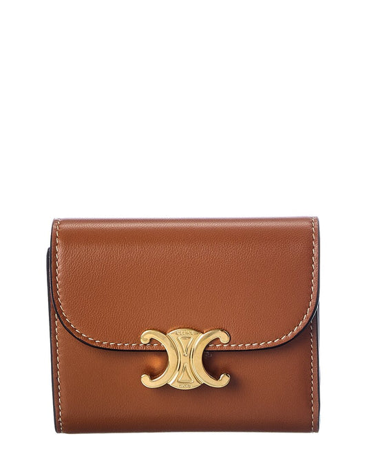Celine Triomphe Small Compact Leather Wallet