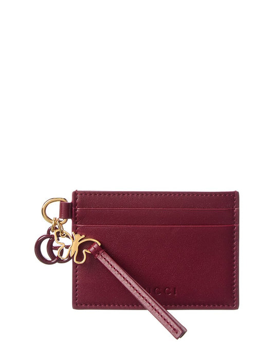 Gucci Double G Butterfly Charm Leather Card Case
