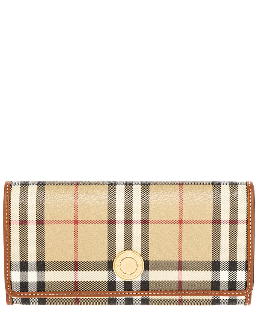 Burberry Long Canvas & Leather Wallet ONE SIZE Beige