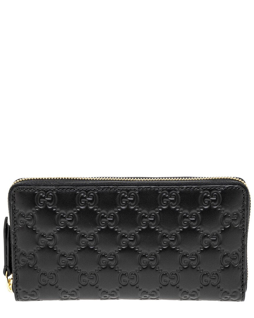 Gucci Guccissima Leather Long Zip Around Wallet ONE SIZE Black