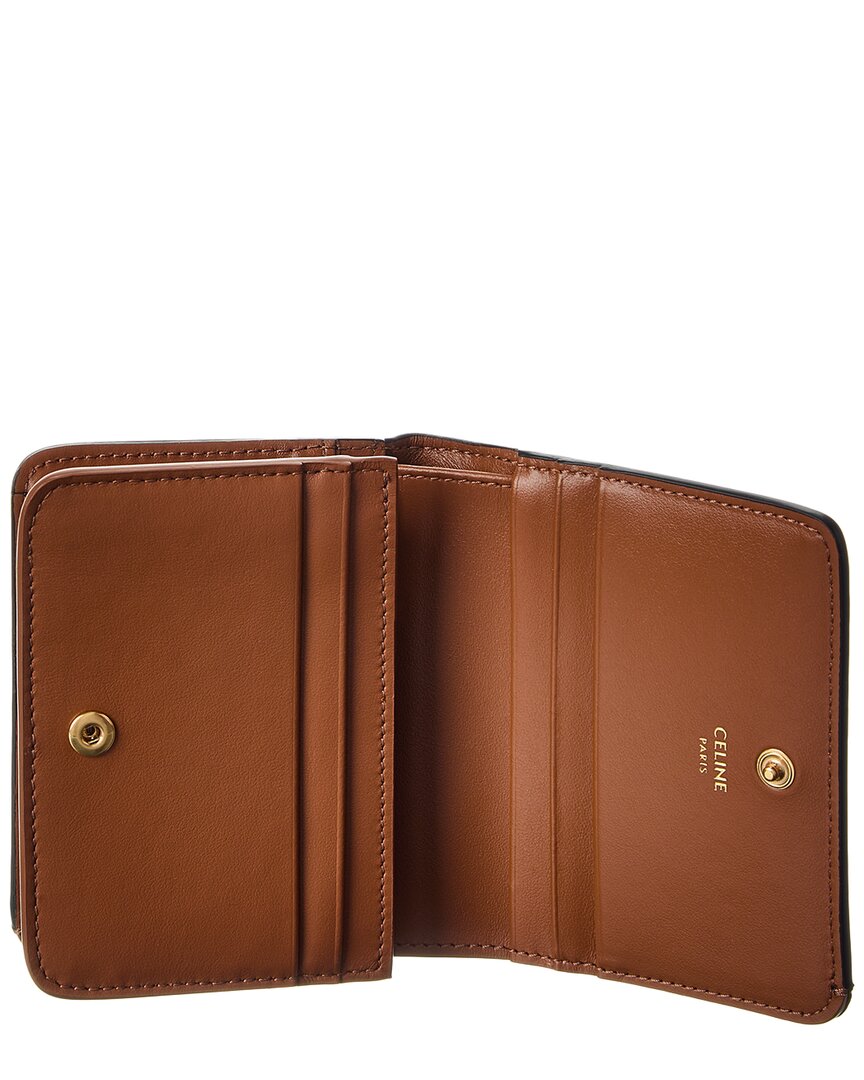 Celine Triomphe Canvas & Leather Compact Wallet, Brown