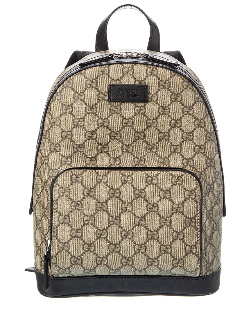Gucci Gg Supreme Canvas & Leather Backpack ONE SIZE Beige