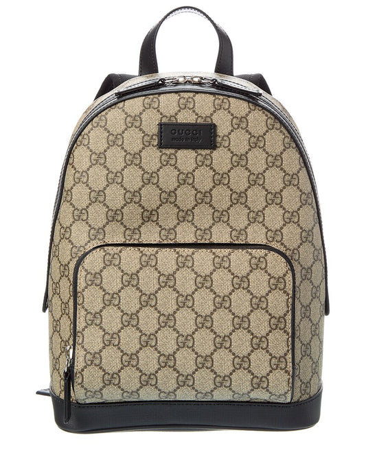 Gucci Gg Supreme Canvas & Leather Backpack ONE SIZE Beige