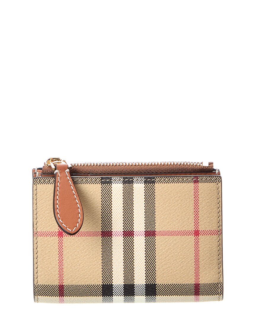 Burberry E-Canvas Zip Around Wallet ONE SIZE Beige