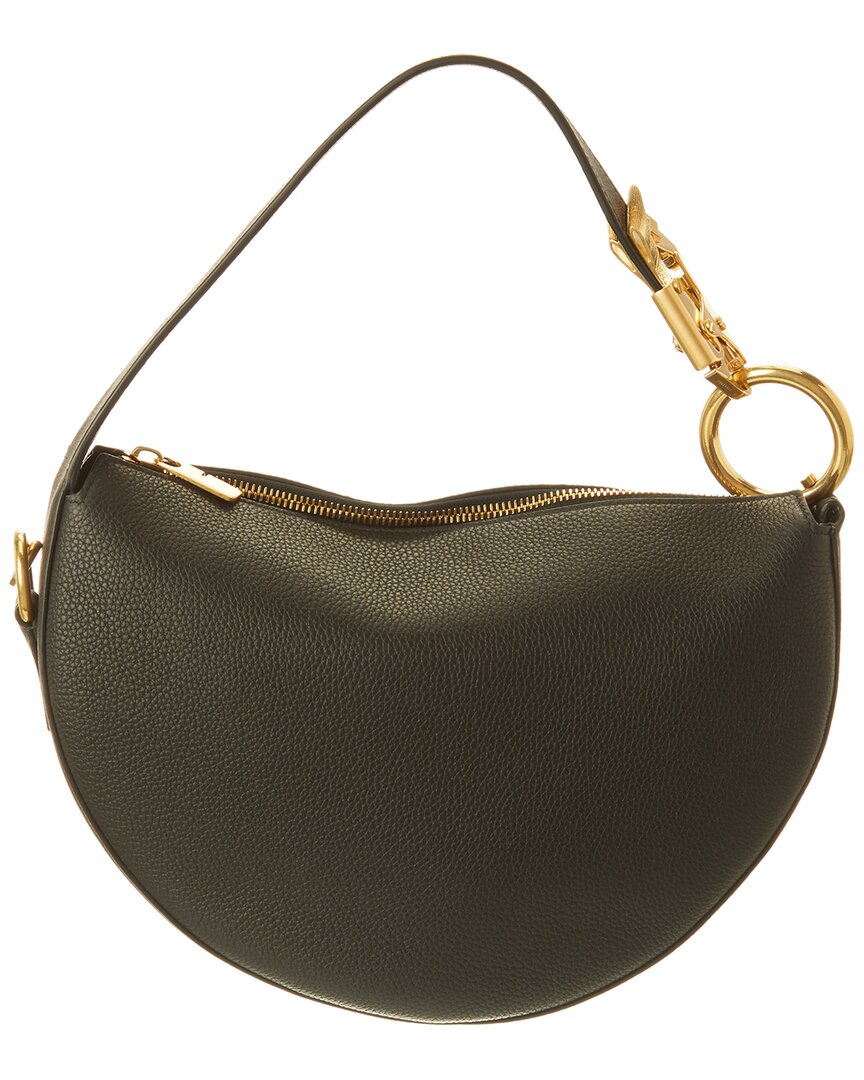 Burberry Knight Arc Leather Hobo Bag ONE SIZE Black