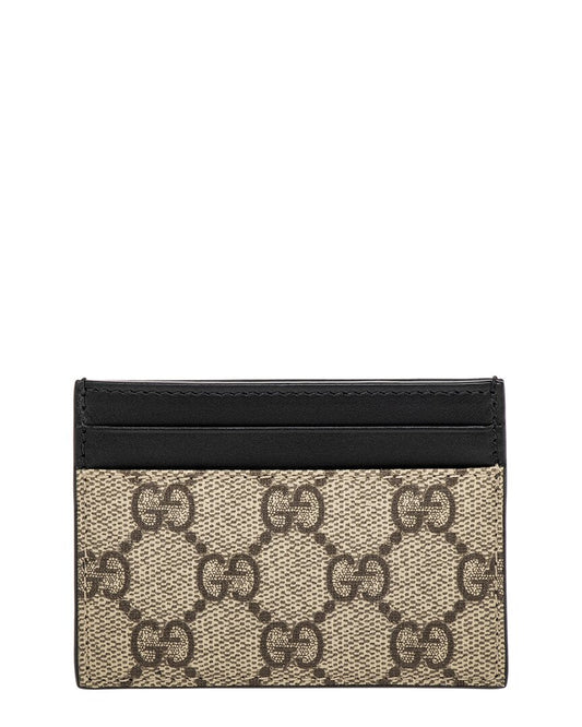 Gucci Gg Supreme Canvas & Leather Card Case ONE SIZE Beige