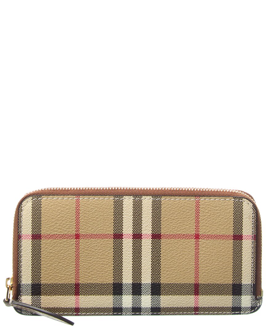 Burberry Large Vintage Check E-Canvas & Leather Card Case ONE SIZE Brown Multi