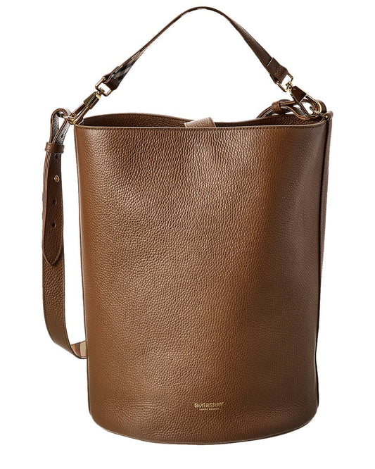Burberry Logo Medium Leather Bucket Bag ONE SIZE Beige