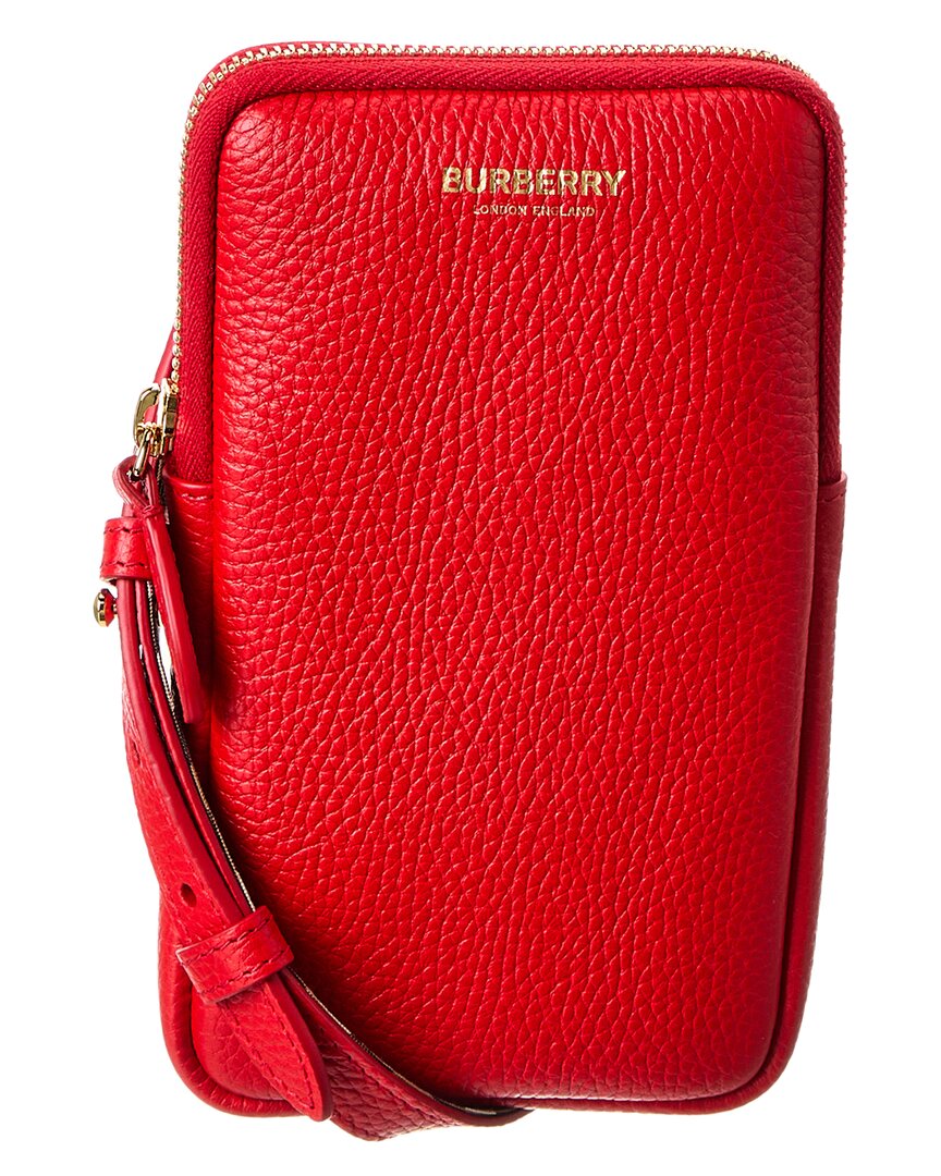 Burberry Logo Leather Phone Crossbody ONE SIZE Red