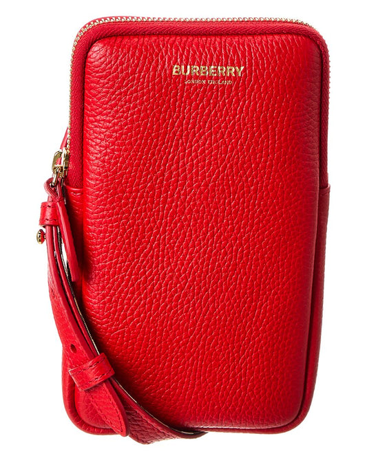 Burberry Logo Leather Phone Crossbody ONE SIZE Red