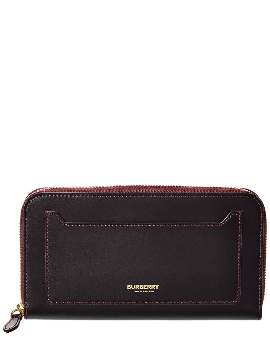 Burberry Logo Leather Zip Around Wallet ONE SIZE Black