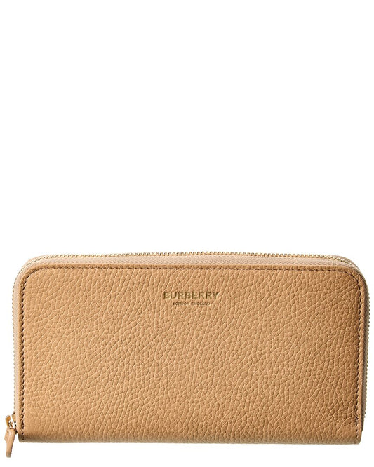 Burberry Logo Leather Zip Around Wallet ONE SIZE Brown Multi