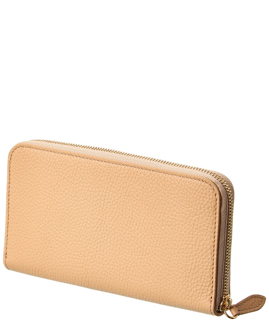 Burberry Logo Leather Zip Around Wallet