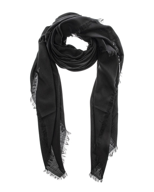 Gucci Gg Oversized Wool & Silk-Blend Scarf Black